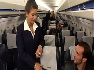 Charming brunette air-hostess Alyson Ray proposed passenger to poke her juicy ass after scheduled flight